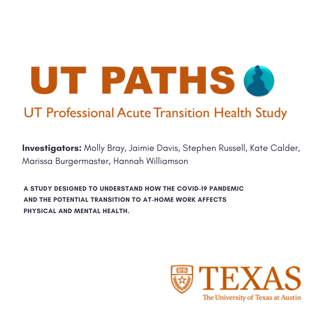 UT PATHS Study: A study designed to understand how the COVID-19 pandemic and the potential transition to at-home work affects physical and mental health.